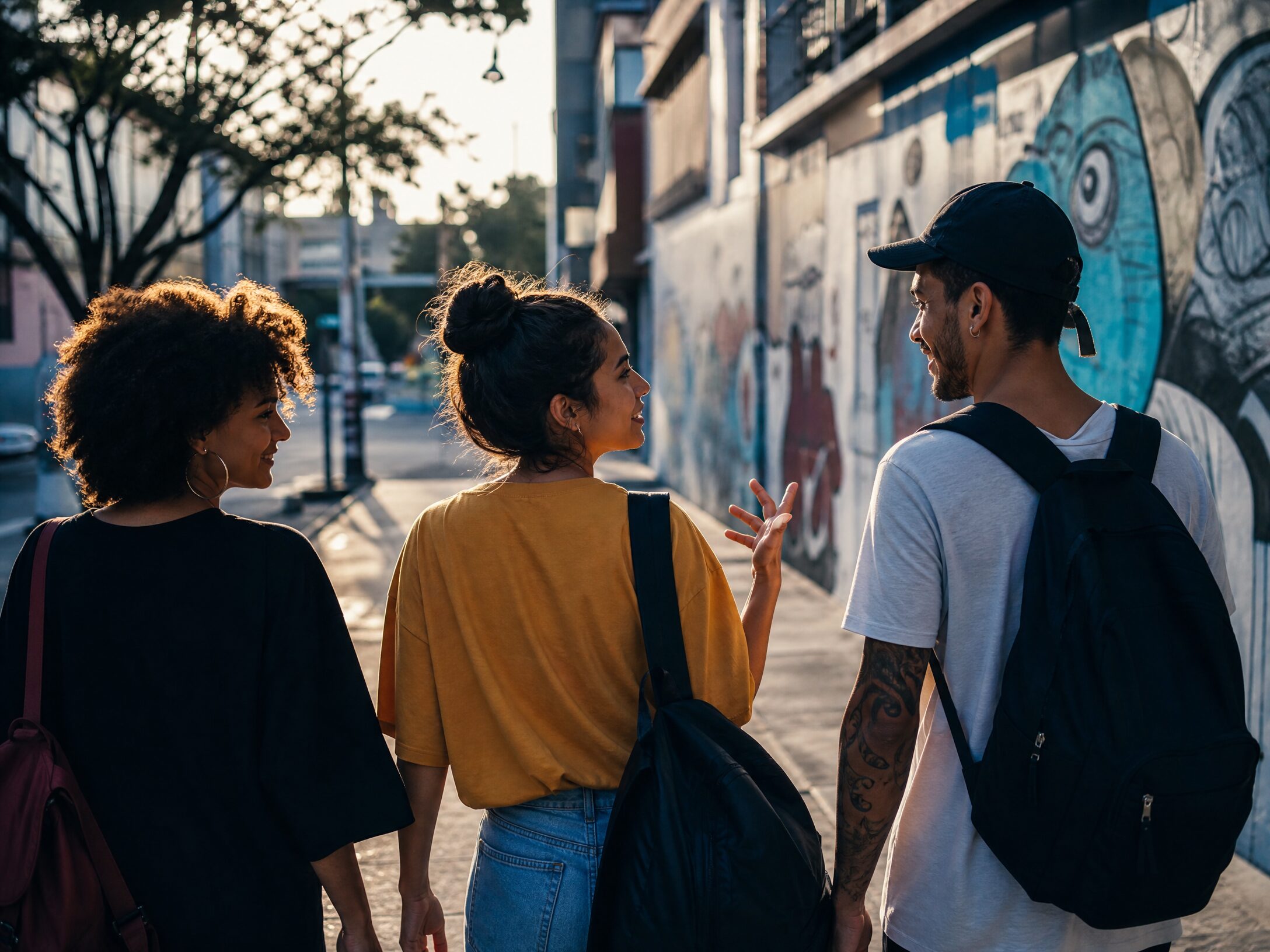 Jovens caminhando juntos